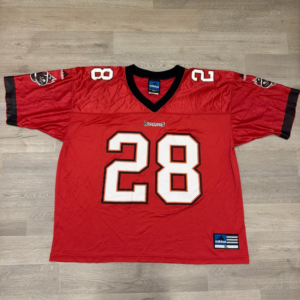 Vintage Adidas Warrick Dunn Buccaneers Jersey Mens XL Red #28 USA Made